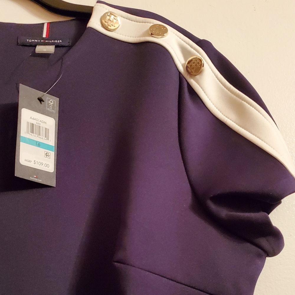 Tommy Hilfiger Navy Dress with White Stripes - Picture 4 of 6